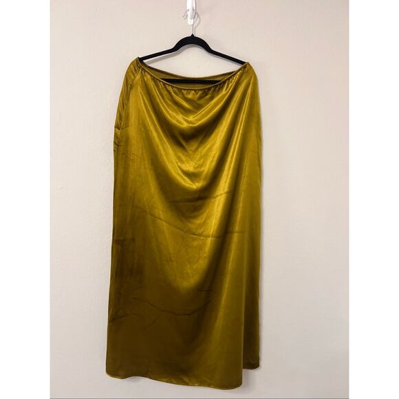 Vince Women's Gold High Waisted Velvet Cotton Pull On Maxi Skirt Size Large NWOT - Picture 7 of 12